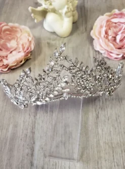 Diadème feuillage et strass Gris argent