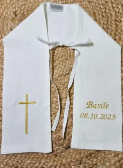 Etole baptême lin Blanc