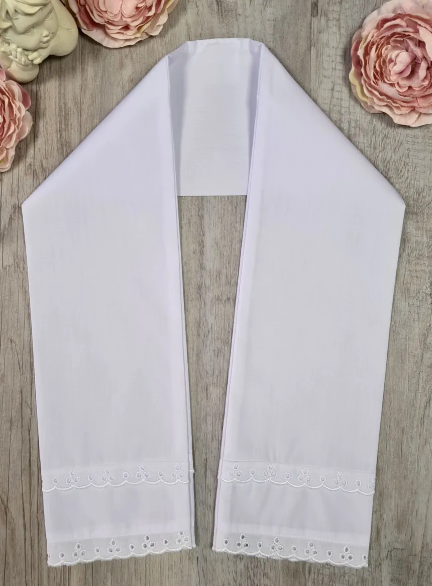 Etole de baptême coton / dentelle - Personnalisable Blanc