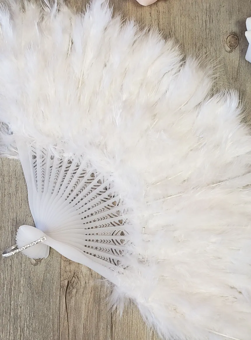 Eventail plume mariage Blanc
