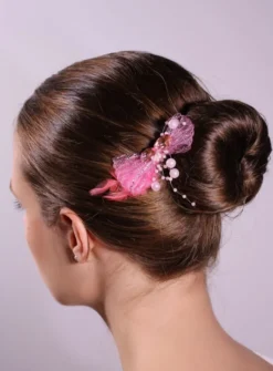 Fourche cheveux nœud strass et plume