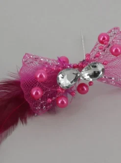 Fourche cheveux nœud strass et plume