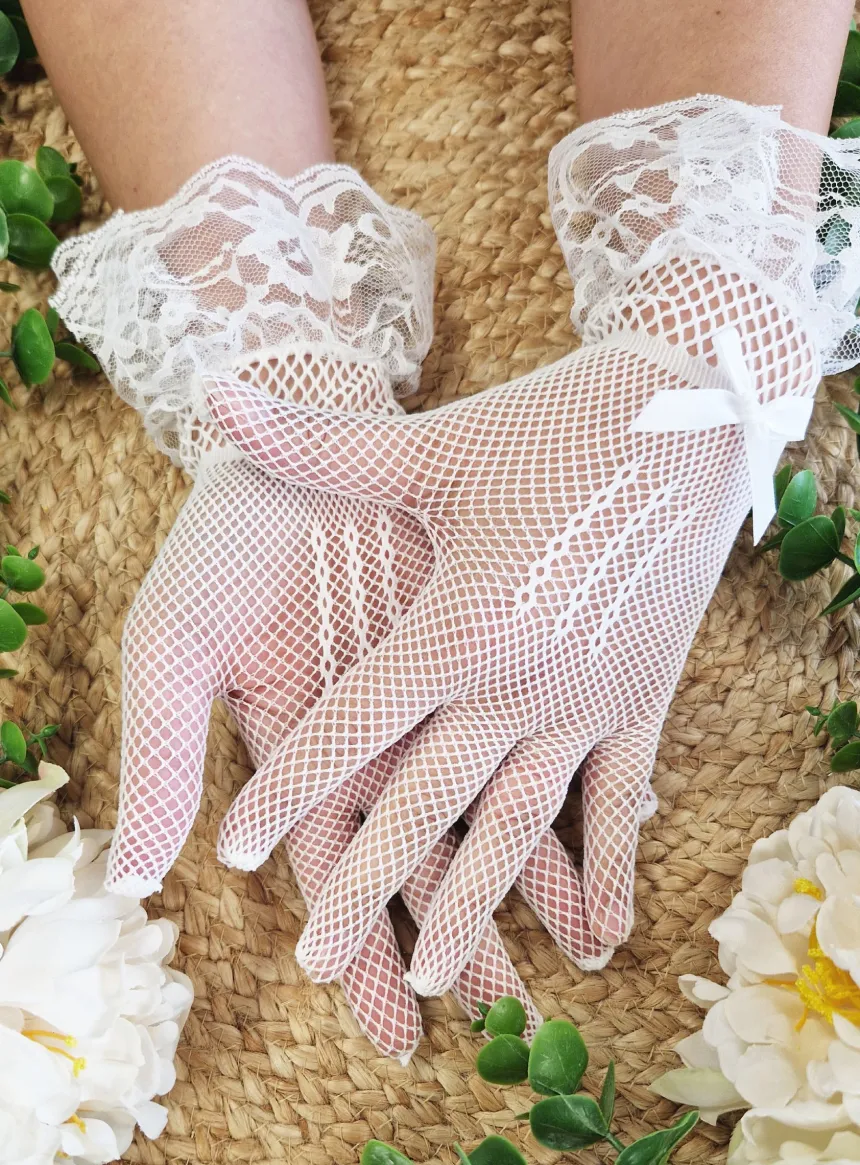 Gant de mariée résille et dentelle
