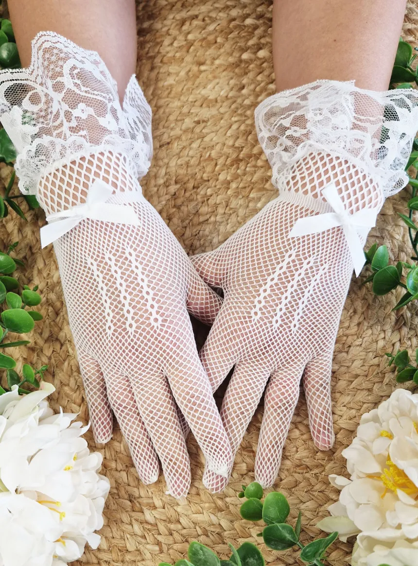 Gant de mariée résille et dentelle