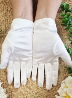 Gants de mariée satin avec bijou perle
