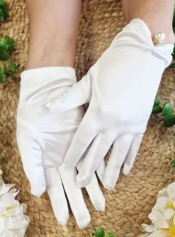 Gants de mariée satin avec bijou perle