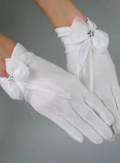 Gants enfant noeud et ruban Blanc