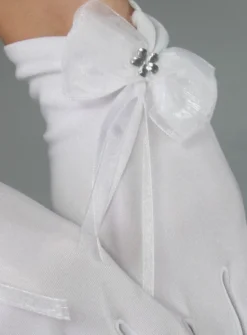 Gants enfant noeud et ruban Blanc