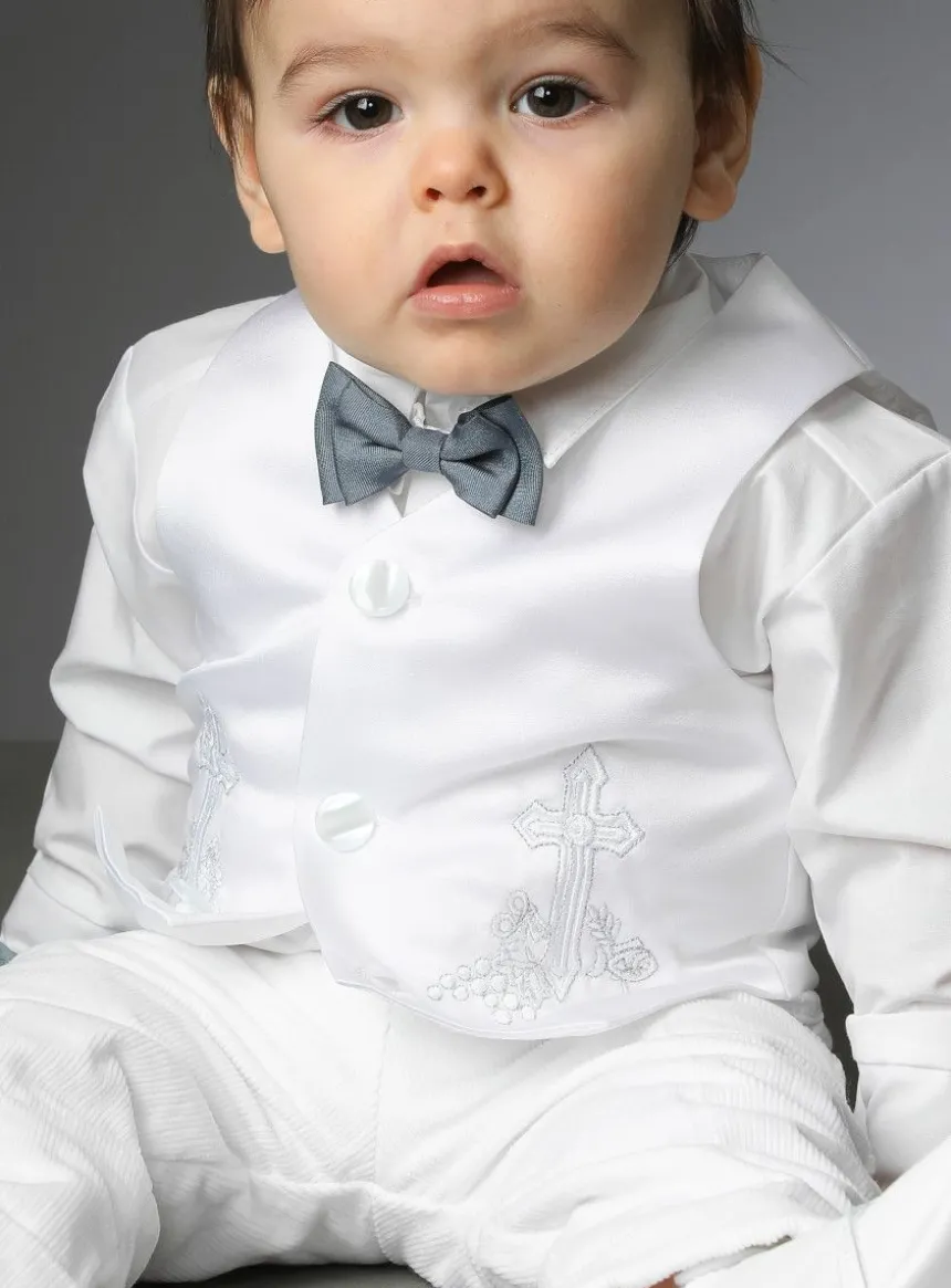 Gilet baptême bébé garçon avec broderie croix