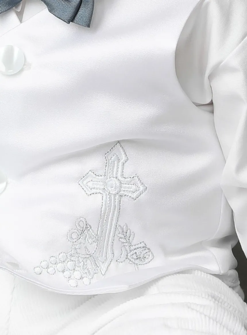 Gilet baptême bébé garçon avec broderie croix