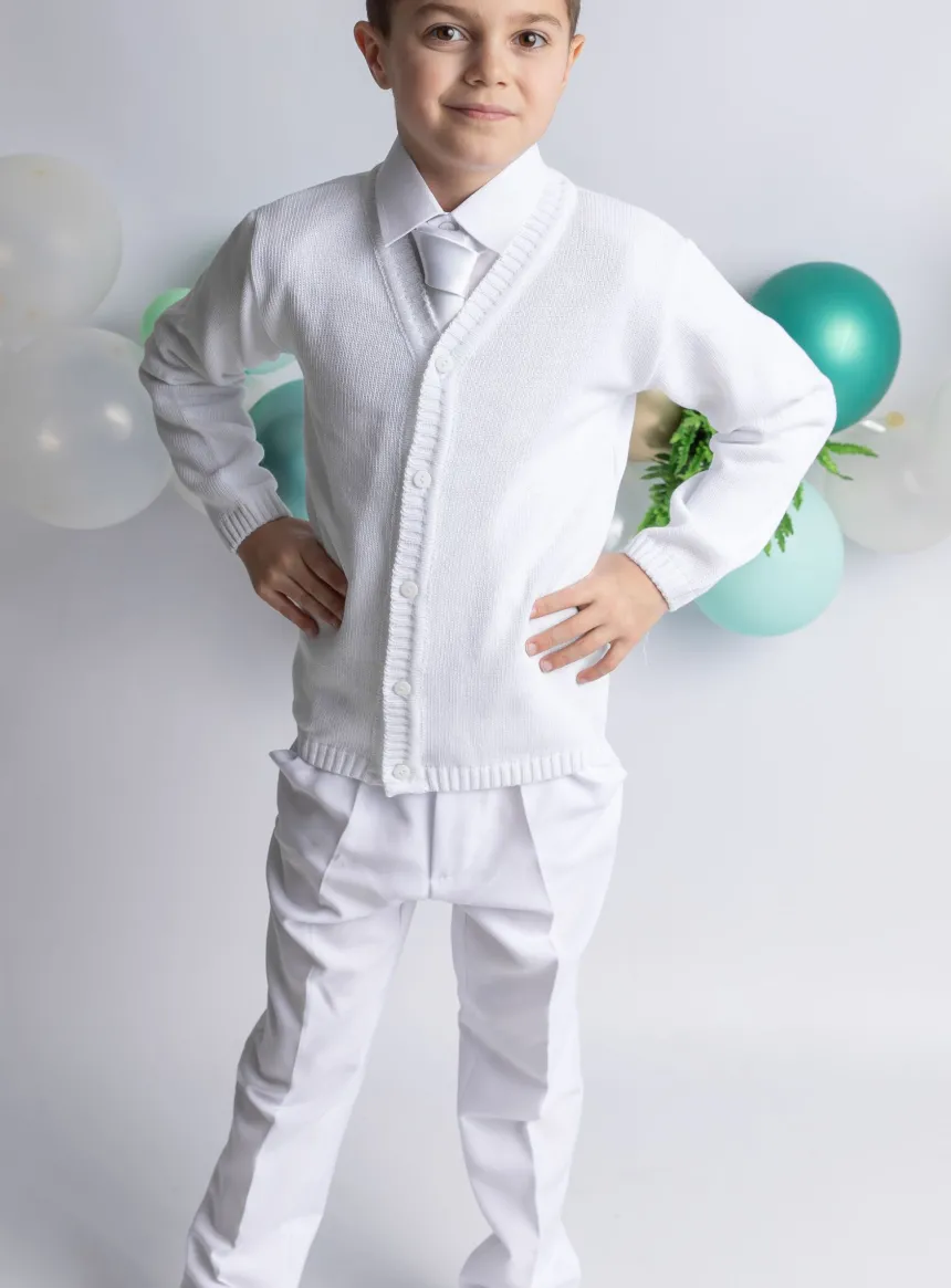 Gilet blanc avec bouton pour garçon