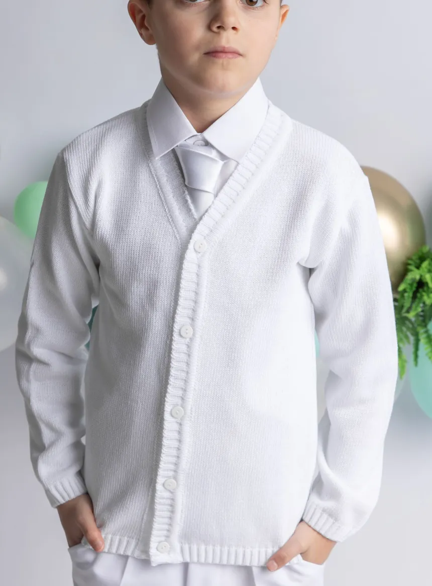 Gilet blanc avec bouton pour garçon