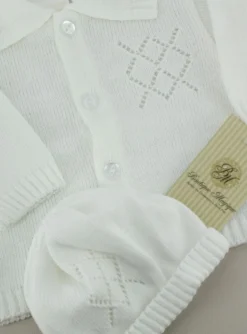 Gilet blanc bébé garçon + bonnet