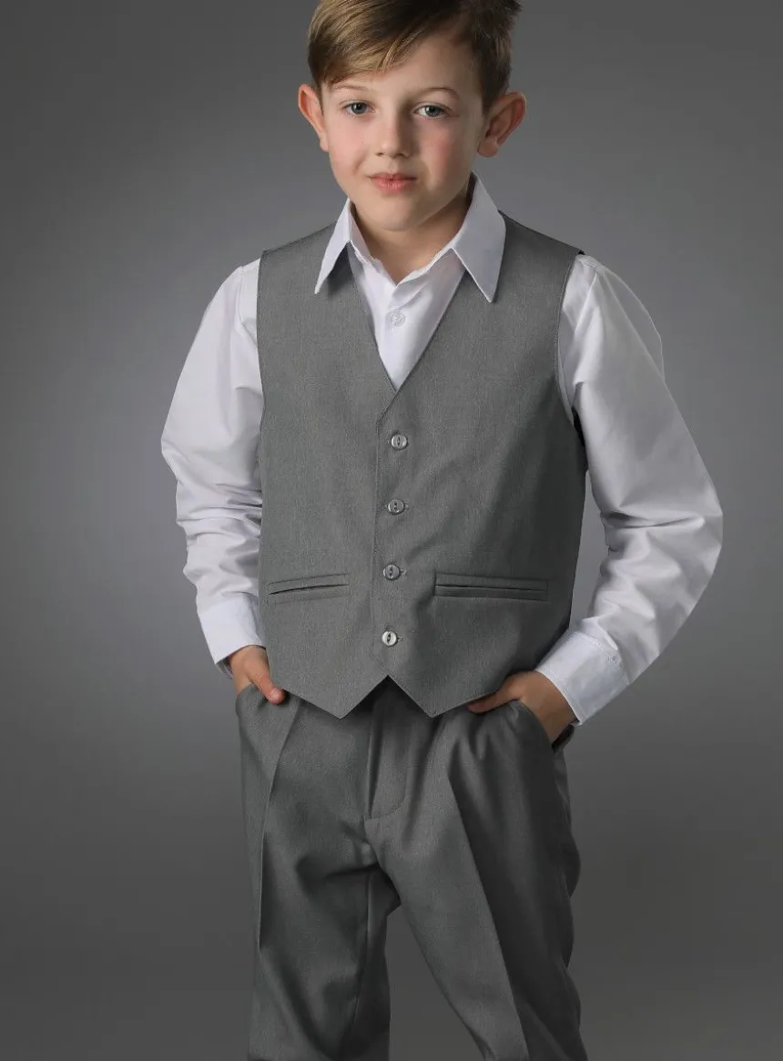 Gilet costume garçon gris chiné