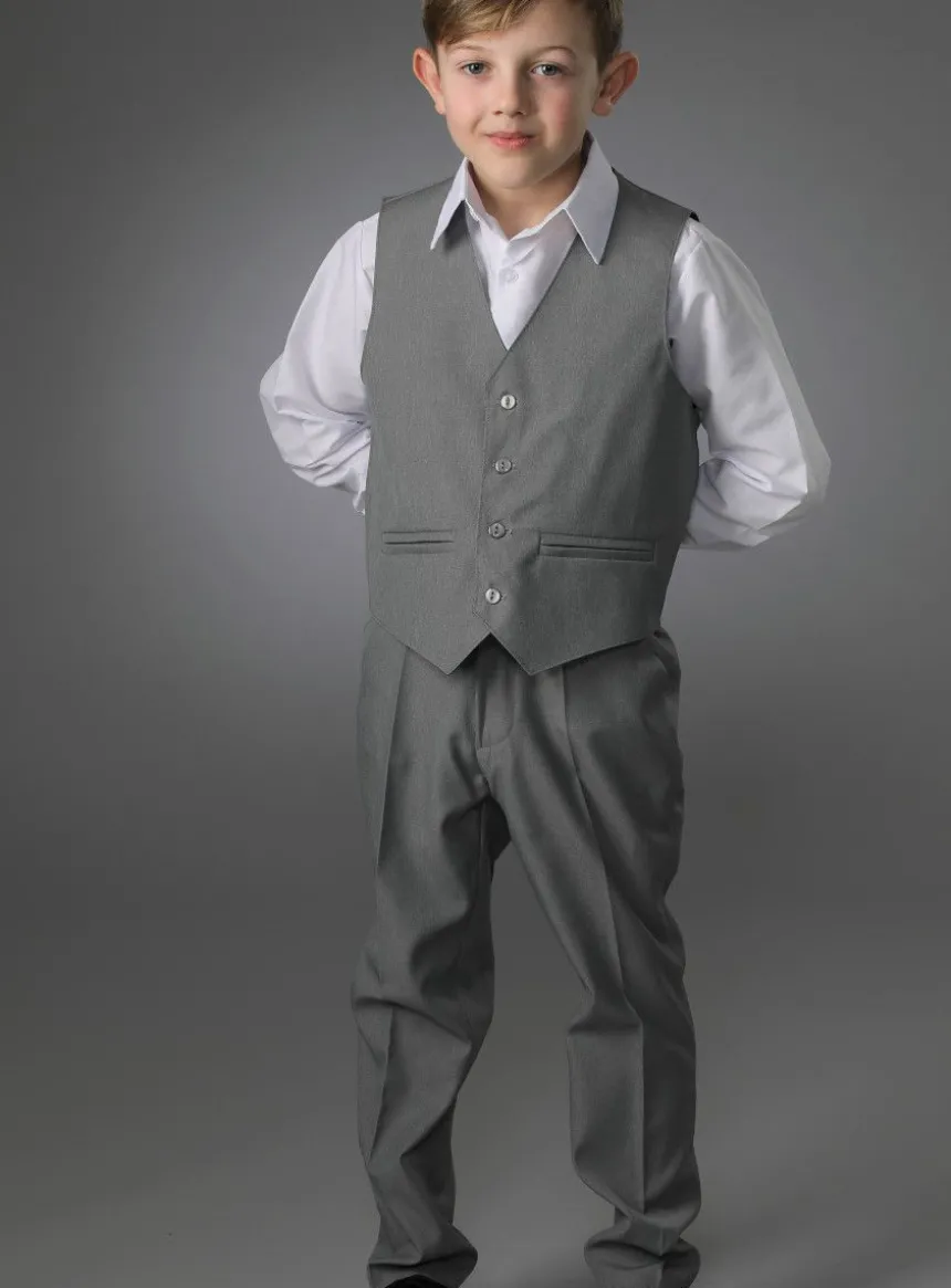 Gilet costume garçon gris chiné