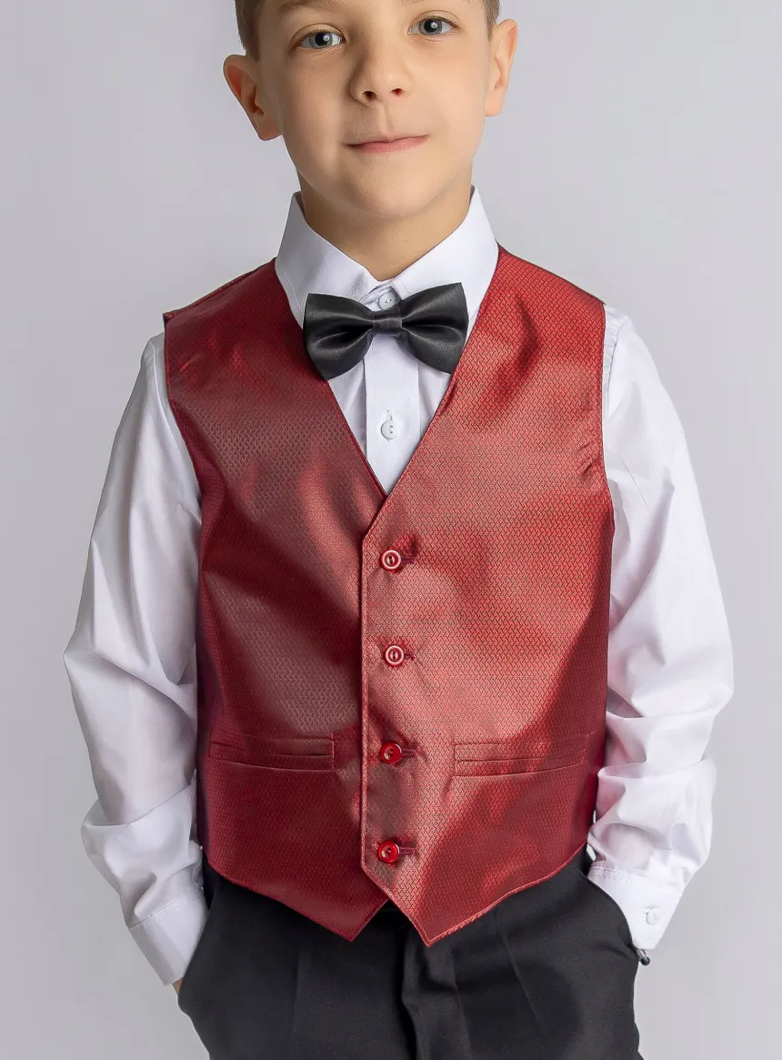 Gilet de costume enfant tissé bordeaux Léo