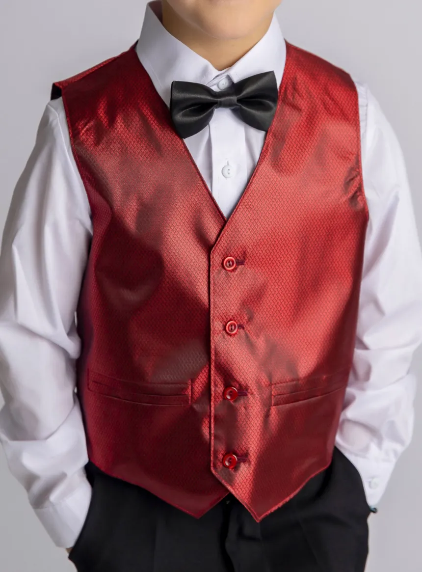 Gilet de costume enfant tissé bordeaux Léo