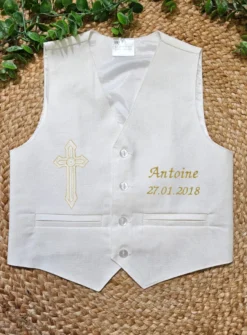 Gilet garçon lin blanc cassé Pierre