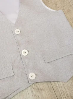 Gilet lin gris bébé et petit garçon Pierre