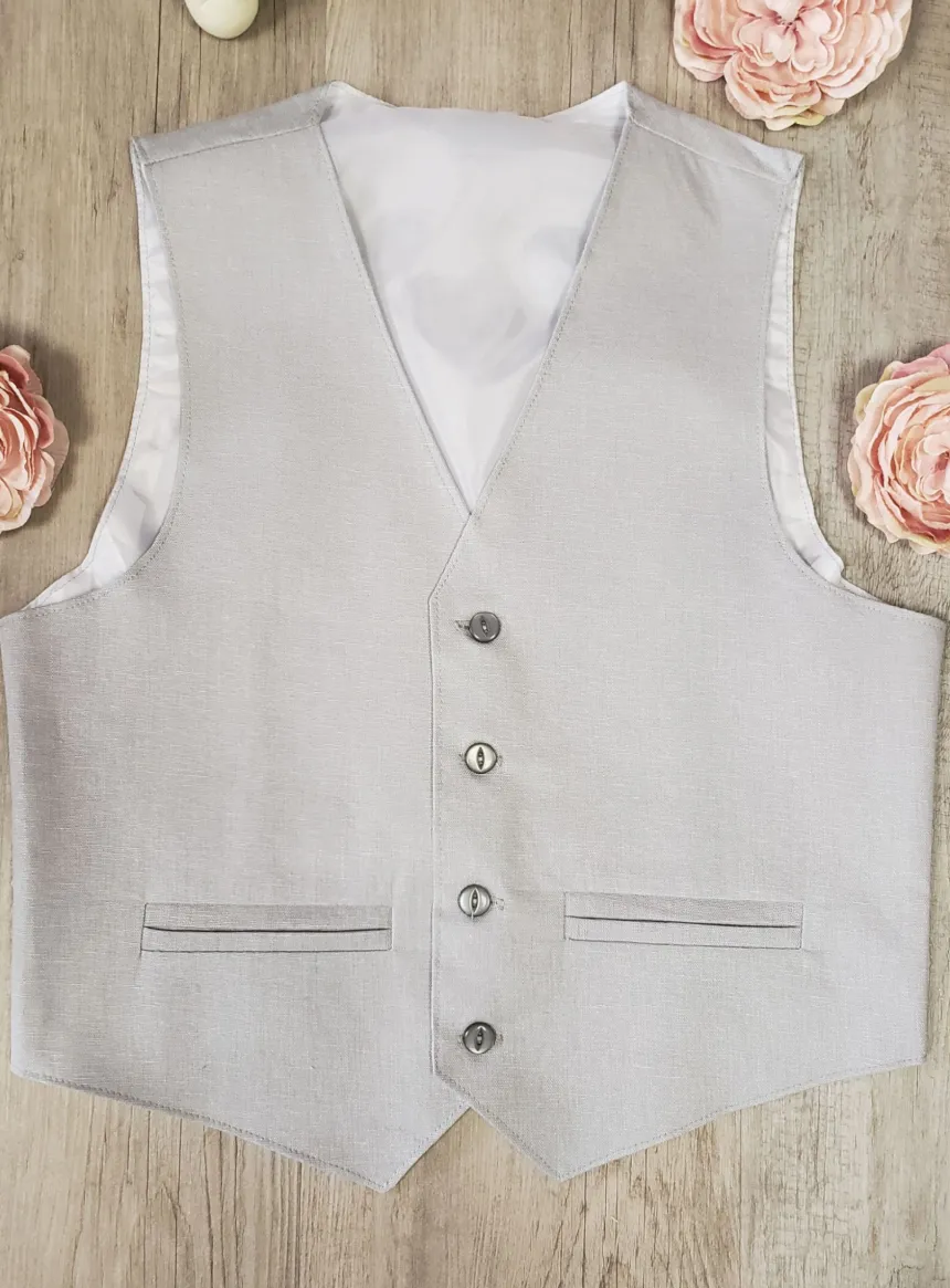 Gilet lin gris garçon Pierre Gris