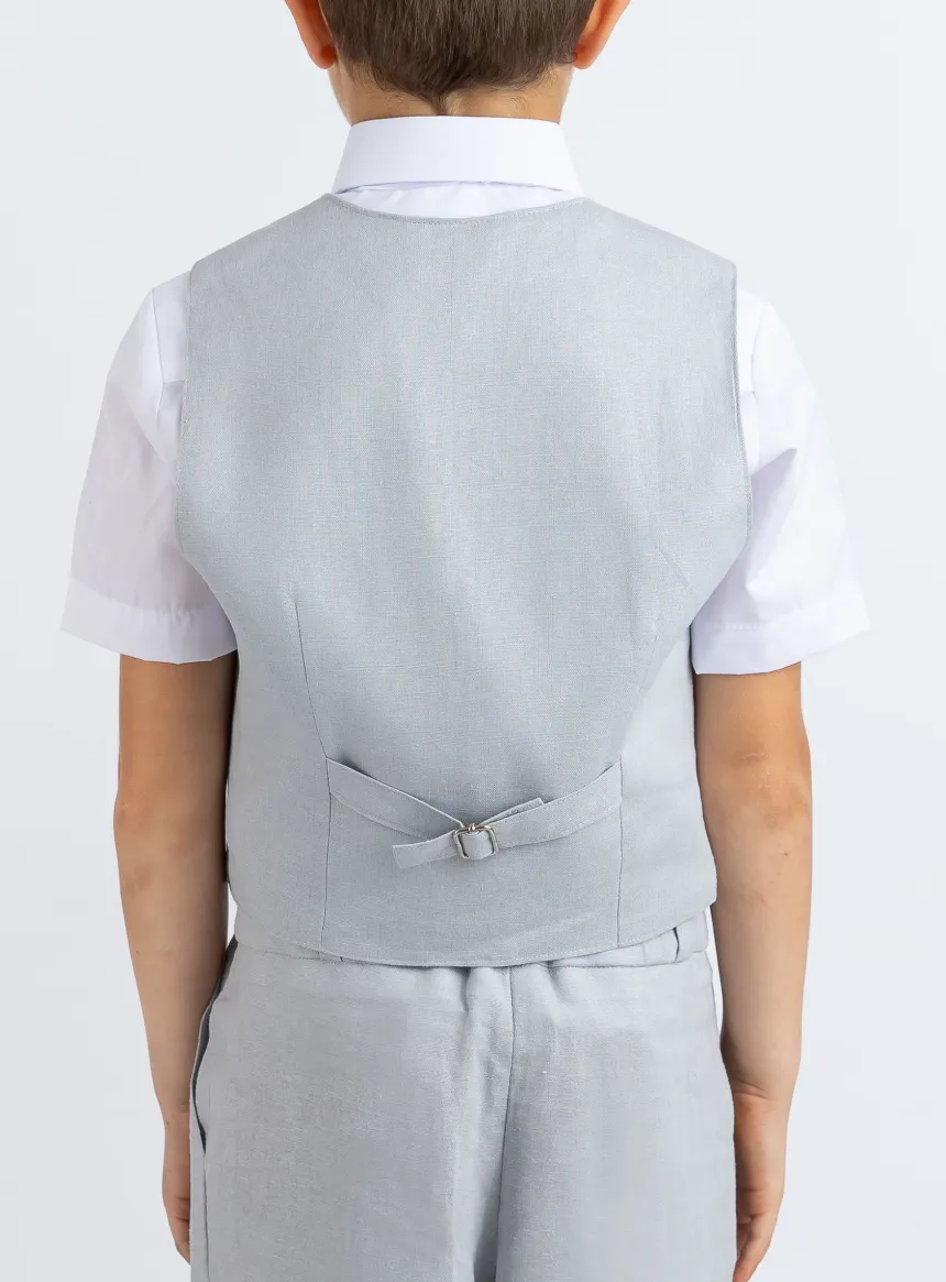 Gilet lin gris garçon Pierre Gris