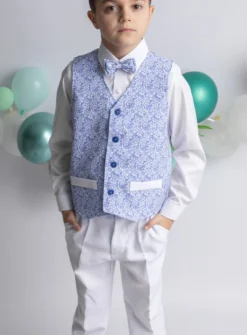 Gilet mariage garçon bleu roy + noeud papillon