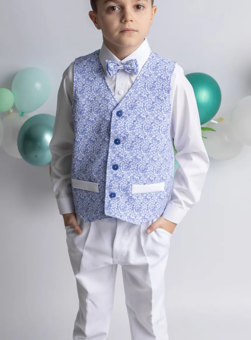 Gilet mariage garçon bleu roy + noeud papillon