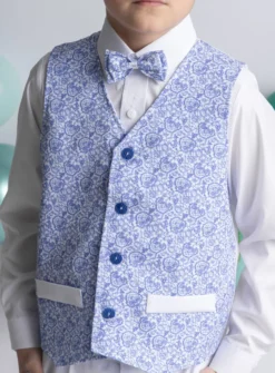 Gilet mariage garçon bleu roy + noeud papillon