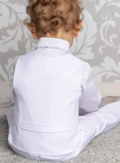 Gilet + noeud papillon bébé et petit garçon blanc personnalisable