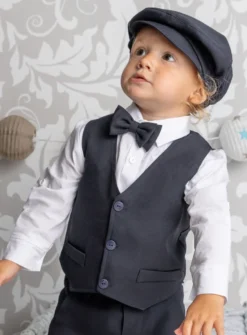 Gilet + noeud papillon bleu marine bébé garçon Alexis