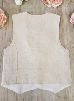 Gilet + noeud pap. petit garçon lin beige Pierre