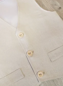 Gilet + noeud pap. petit garçon lin beige Pierre