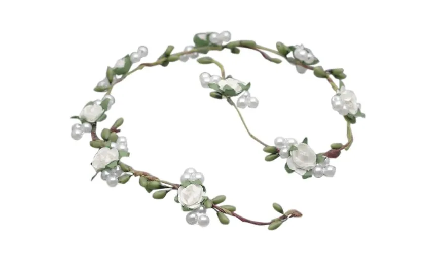 Guirlande de fleur blanche et feuille Blanc