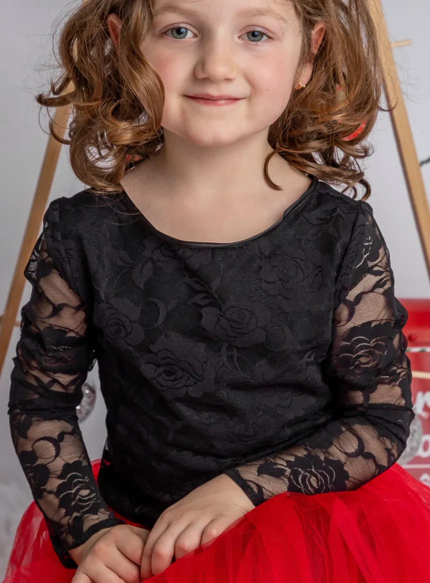 Haut dentelle fille manches longues