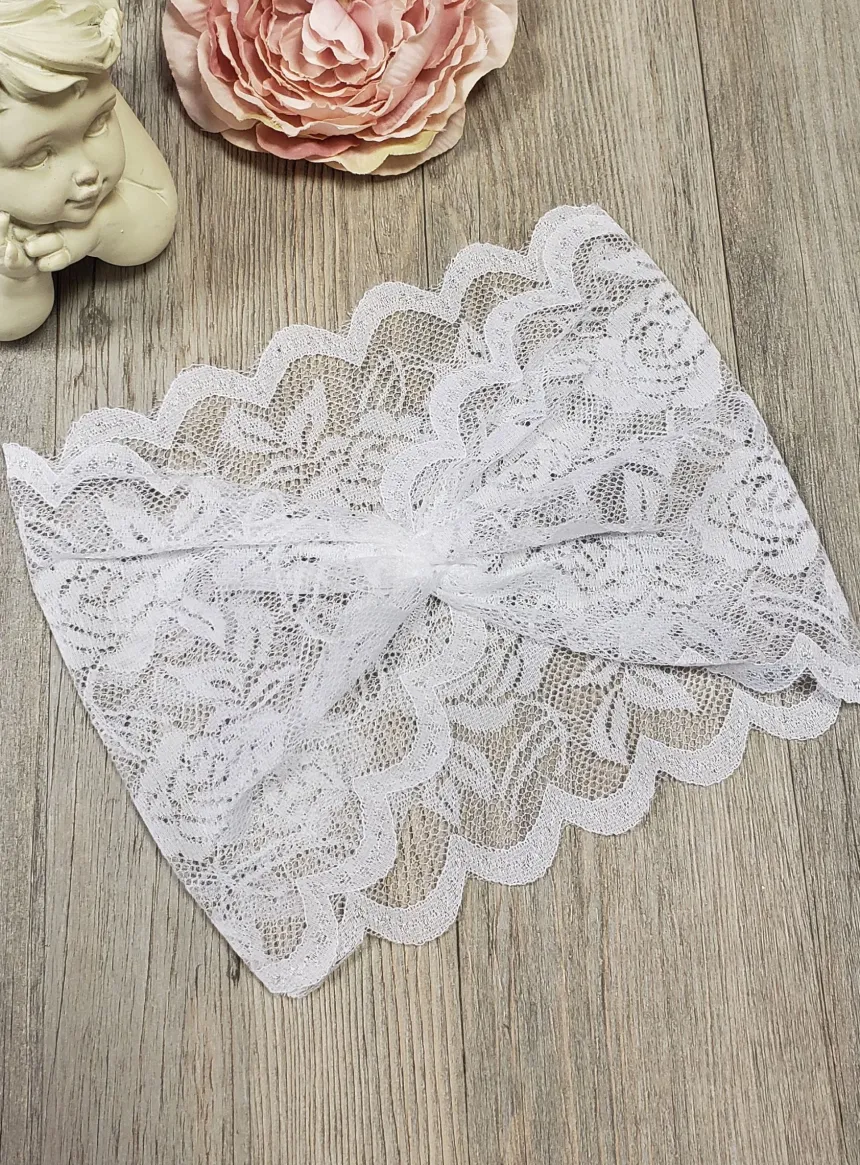 Headband dentelle large pour bébé Blanc