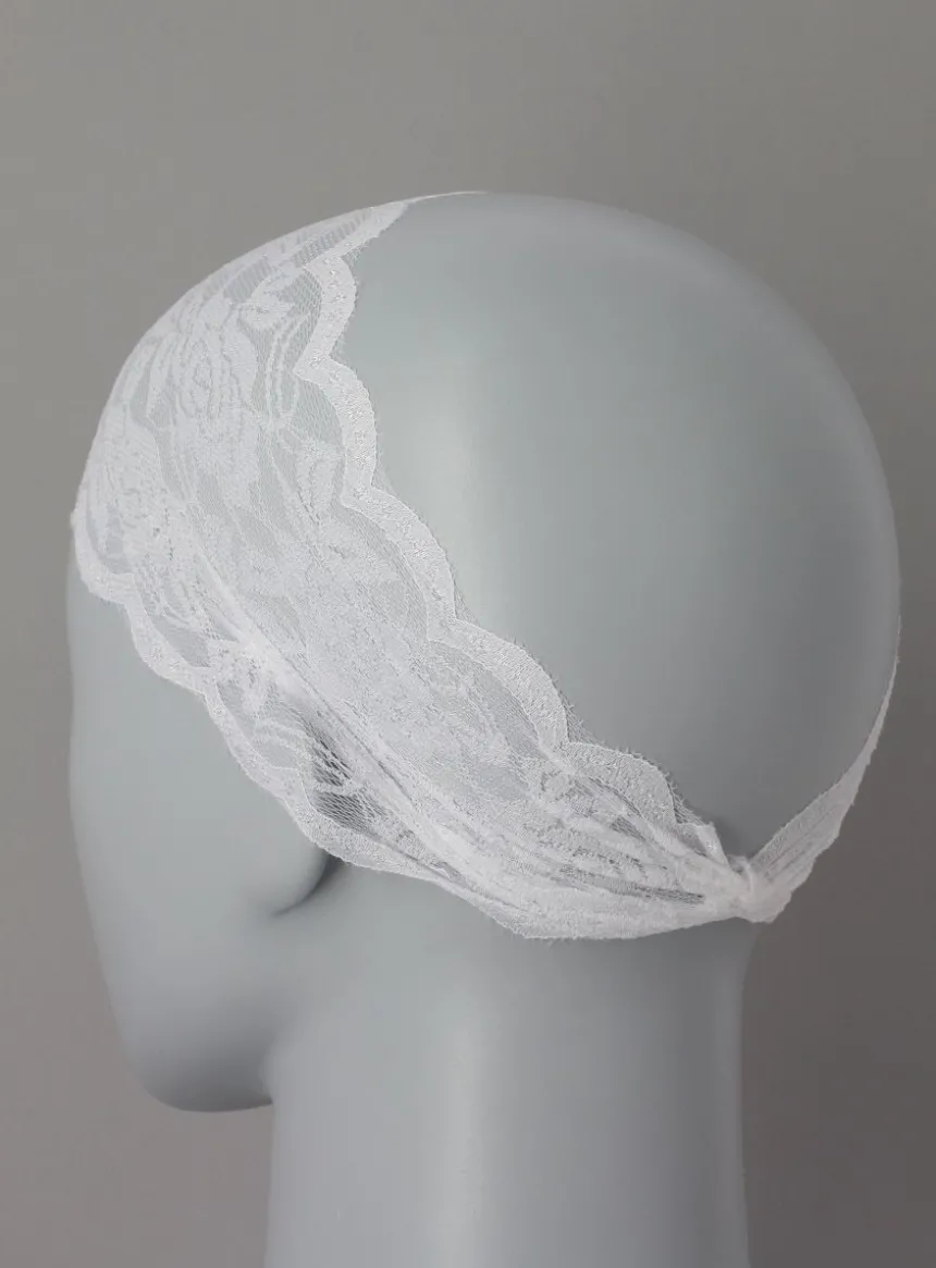 Headband dentelle large pour bébé Blanc