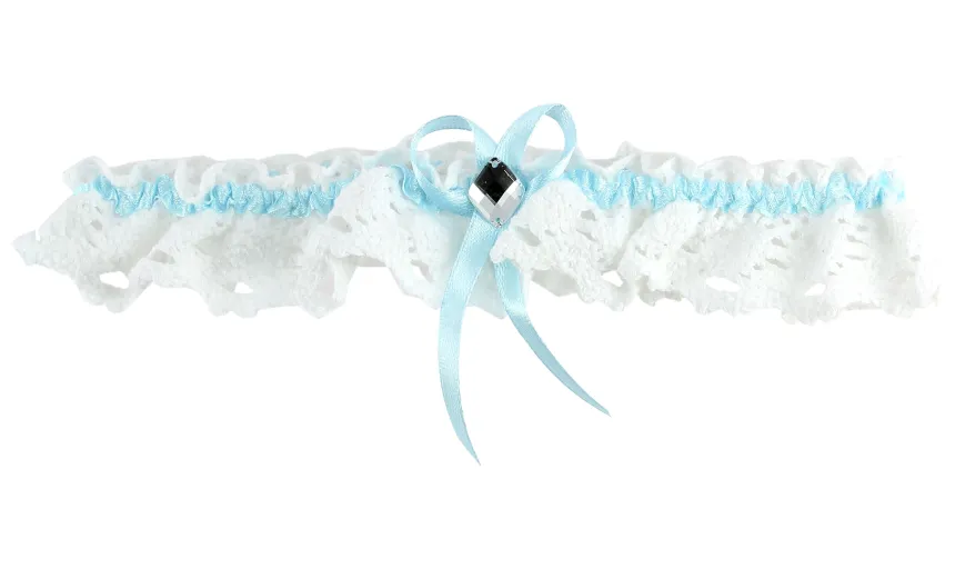 Jarretière de la mariée en coton crochet Blanc