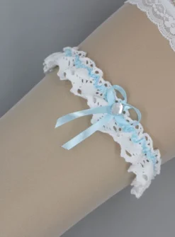 Jarretière de la mariée en coton crochet Blanc