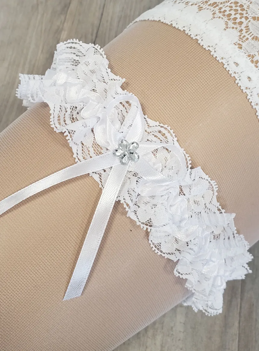 Jarretière mariage dentelle et noeud