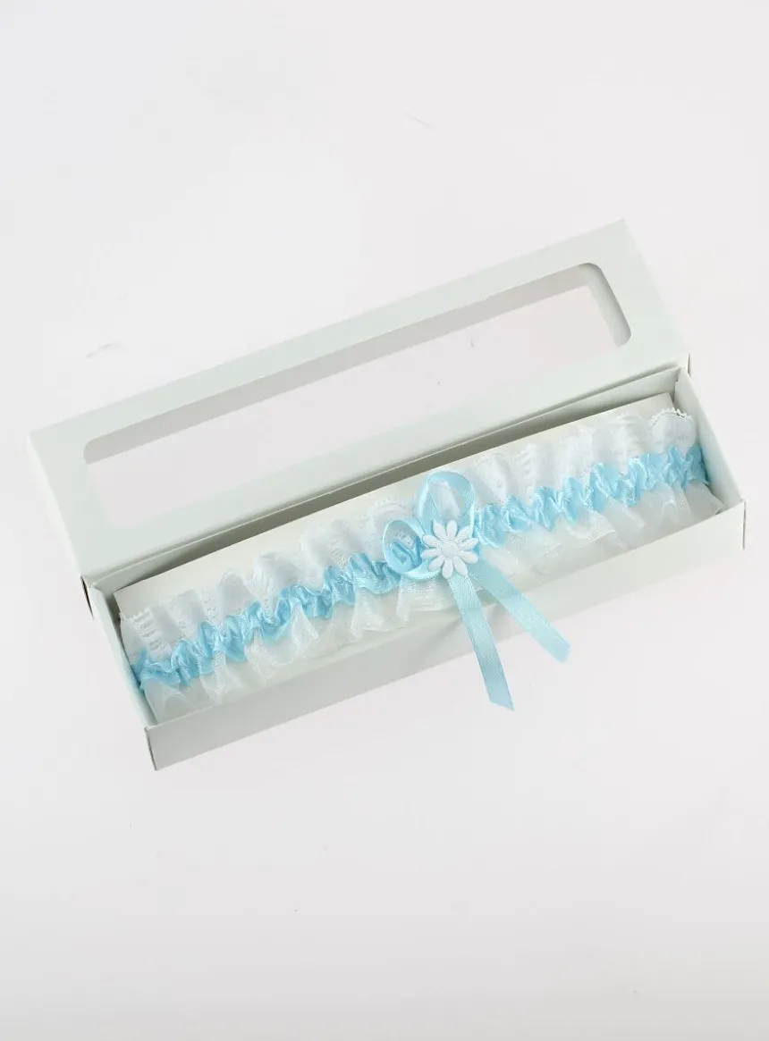 Jarretière mariage dentelle, organza et ruban