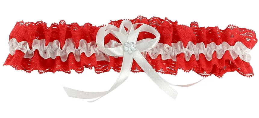 Jarretière mariage dentelle rouge