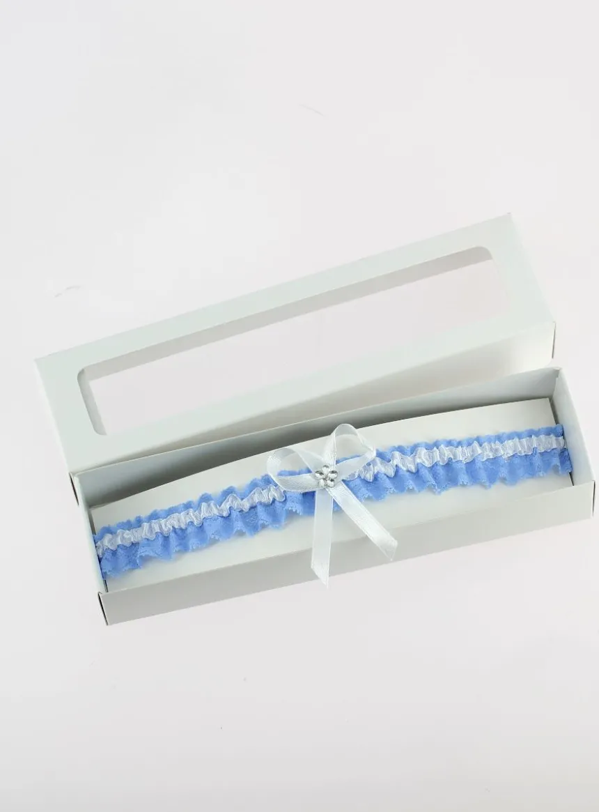 Jarretière mariée dentelle bleue