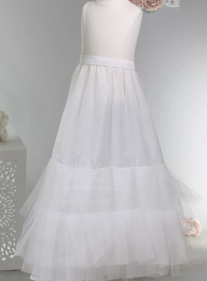 Jupon long fille 2 volants tulle