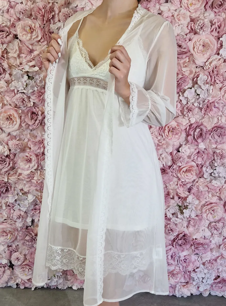 Kimono de nuit de noces femme transparent Blanc