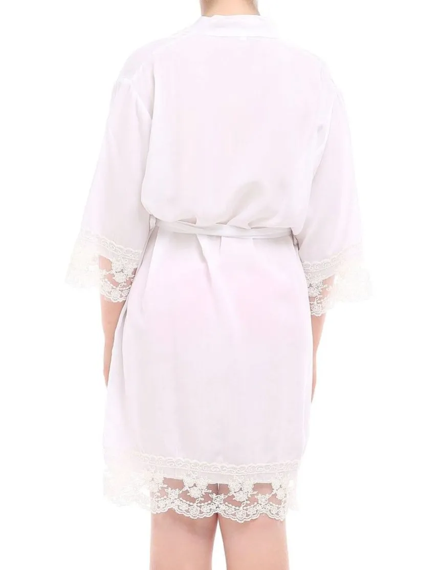 kimono lingerie blanc avec dentelle - Personnalisable
