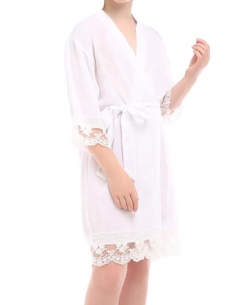 kimono lingerie blanc avec dentelle - Personnalisable