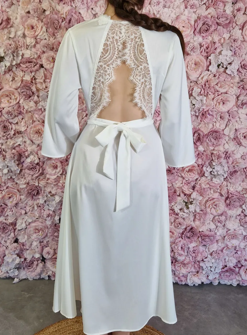 kimono long dentelle pour femme