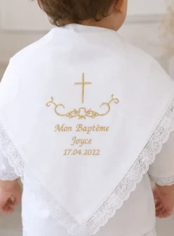 Lange Châle de Baptême ou Naissance Personnalisable