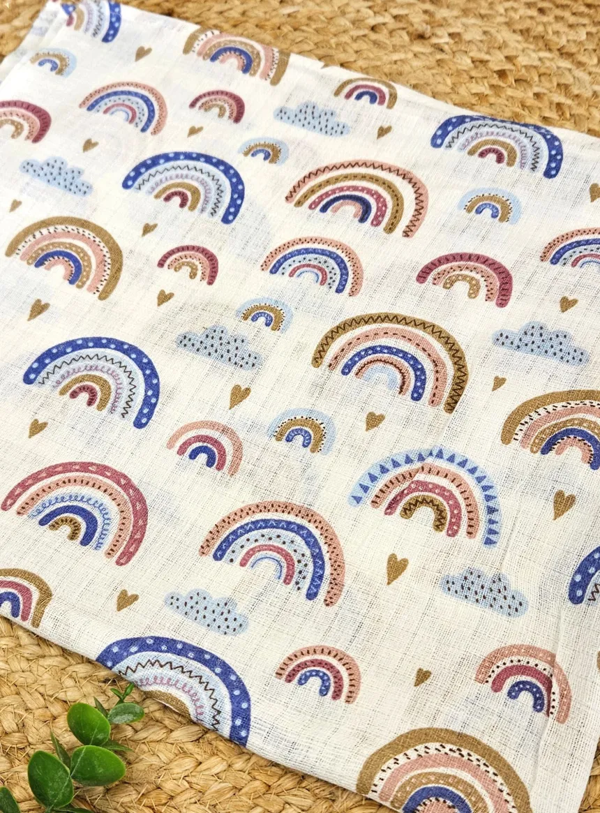 Lange coton Arc-en-ciel Blanc