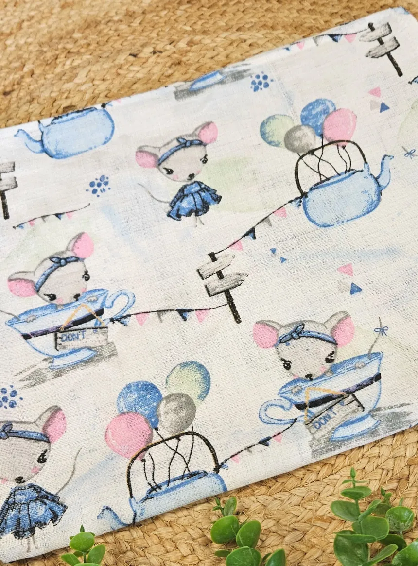 Lange en coton Mme Souris Blanc